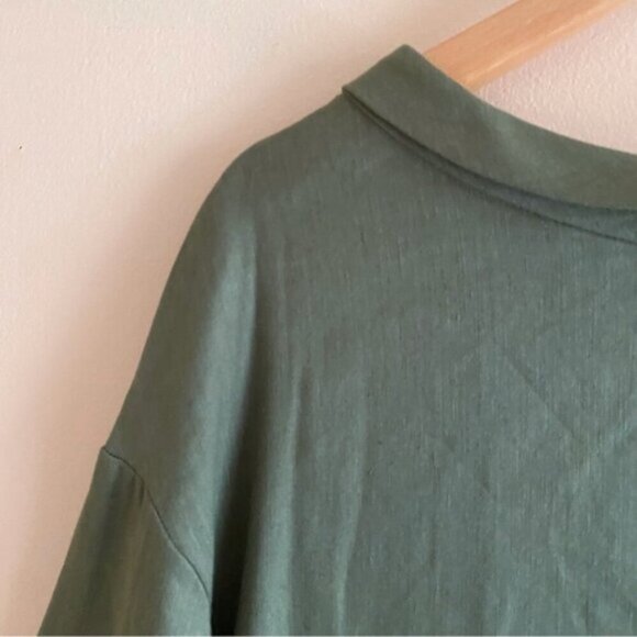 Blukey Tunic Dress Woman Large Green Linen Blend Pocket Oversized Coastal Resort - Picture 4 of 14